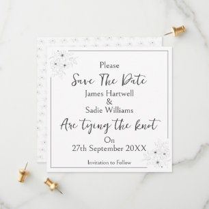 Anemone on White Lilac Flat Save The Date Card