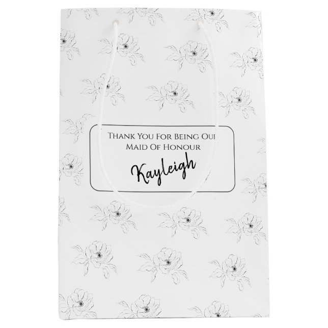~Anemone On White  Medium Gift Bag (Front)
