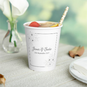 Anemone on White Paper Cups