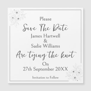Anemone on White Save The Date Magnetic
