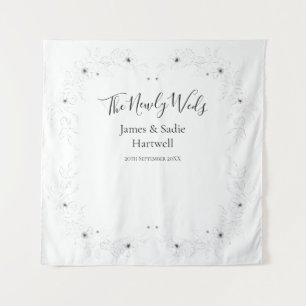 Anemone on White Wedding Backdrop Tapestry