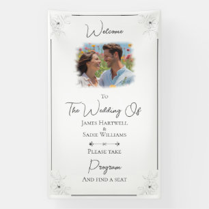 *Anemone on White wedding Find Your Seat Banner