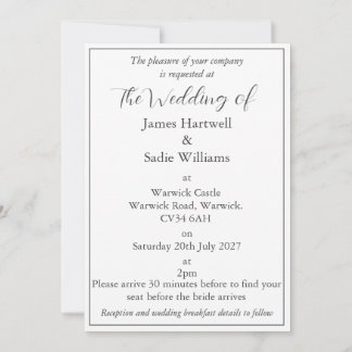 Anemone on White Wedding Invitation