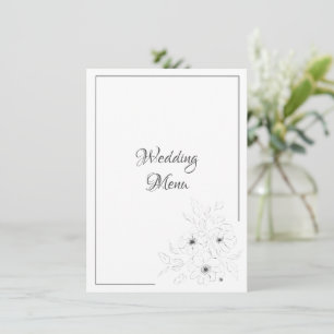 Anemone on White Wedding Menu Enclosure Card