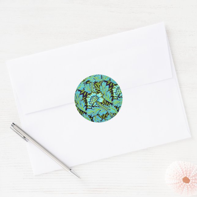 Anemone pattern by William Morris, Classic Round Sticker (Envelope)