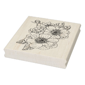 Anemone Peony Rubber Stamp