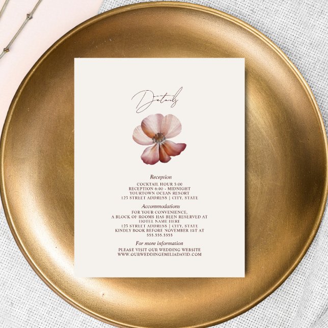 Anemone Pink Wedding Details Enclosure Card (Creator Uploaded)