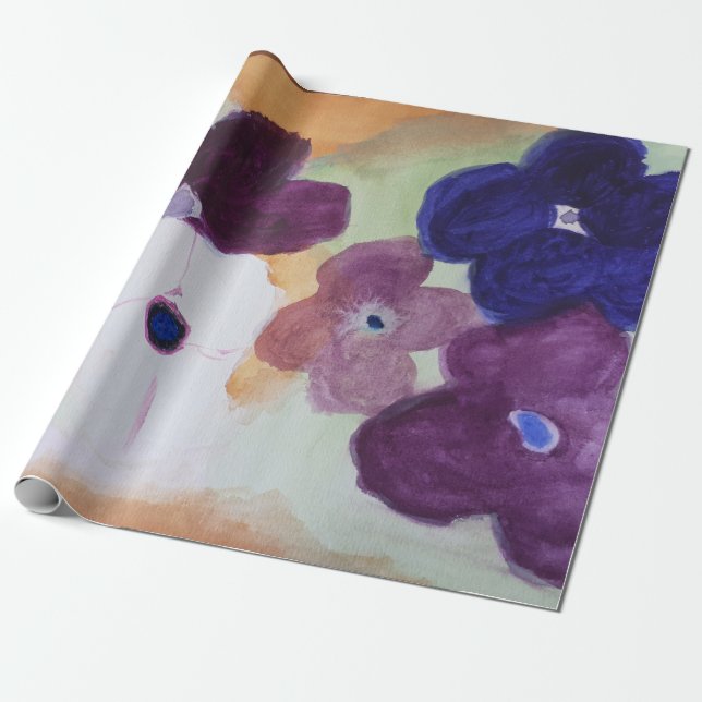 Anemone Spring Flower Wrapping Paper (Unrolled)