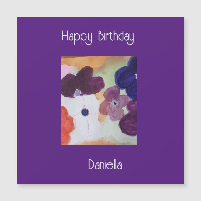 Anemone Spring Flowers Magnetic Birthday Card (Front)