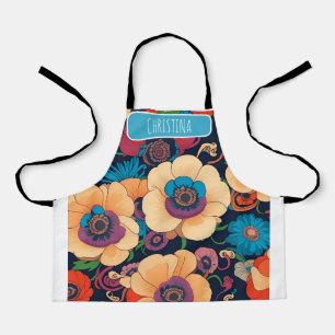 Anemone Watercolor Colourful Personalised Pattern Apron