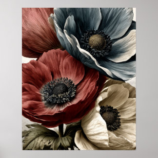 Anemone wild flowers poster