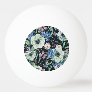 Anemone Wildflowers: Vintage Watercolor Pattern Ping Pong Ball