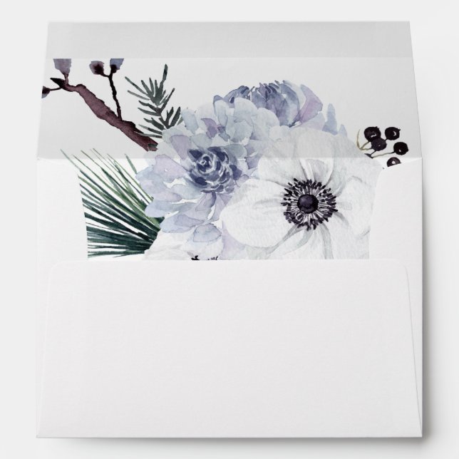 Anemone Winter White Floral  Envelope (Back (Bottom))