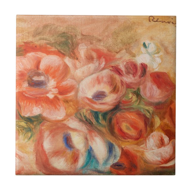 Anemones (2) by Auguste Renoir Decorative Ceramic Tile (Front)