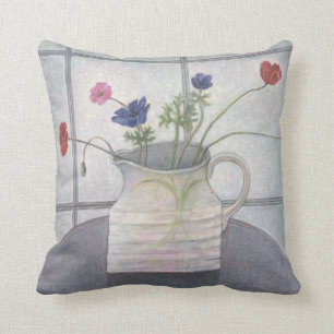 Anemones and Poppies 2008 jug flowers still Cushion