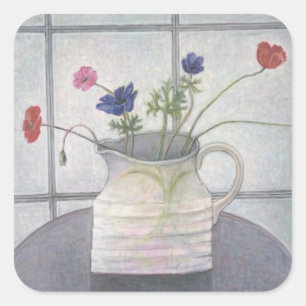 Anemones and Poppies 2008 jug flowers still Square Sticker