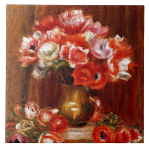Anemones by Pierre Renoir, fine art painting, Ceramic Tile