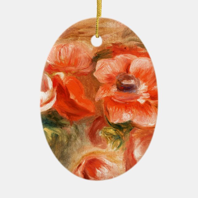 Anemones by Renoir Impressionist Painting Ceramic Ornament (Front)