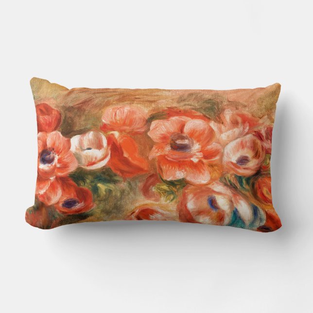 Anemones by Renoir Impressionist Painting Lumbar Cushion (Front)