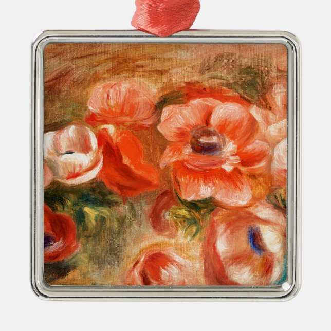 Anemones by Renoir Impressionist Painting Metal Ornament (Front)