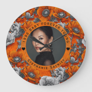 Anemones Floral Happy Birthday Gift For Teen Large Clock