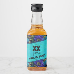 Anemones Floral Women Birthday Beautiful Liquor Bottle Label