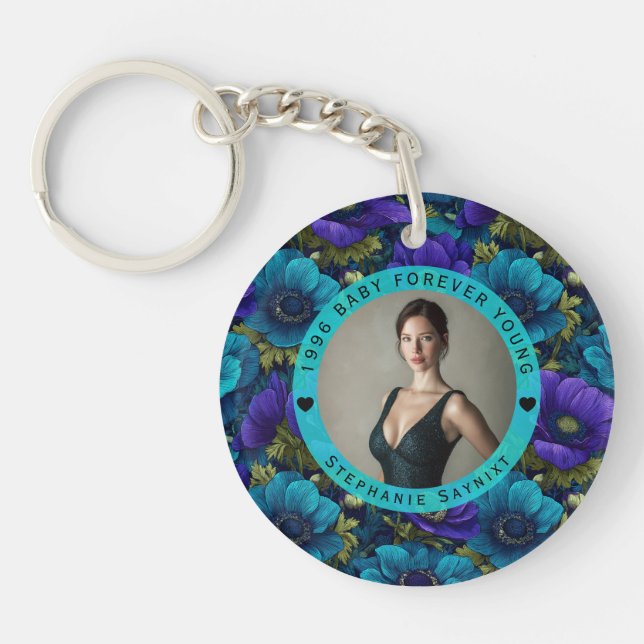 Anemones Flower 70Th Birthday Boho Key Ring (Front)