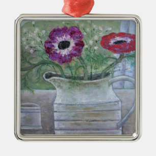 Anemones in White Jug 2013 Metal Tree Decoration