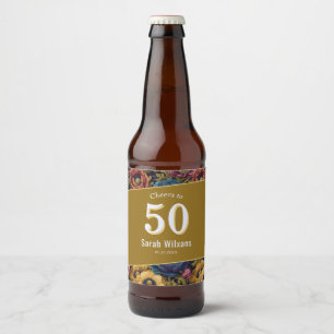 Anemones Inspired 15Th Birthday Personalised Beer Bottle Label