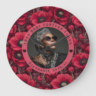 Anemones Petal 70Th Birthday Unique Large Clock