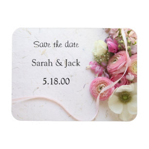 anemones, ranunculus flowers save the date magnet