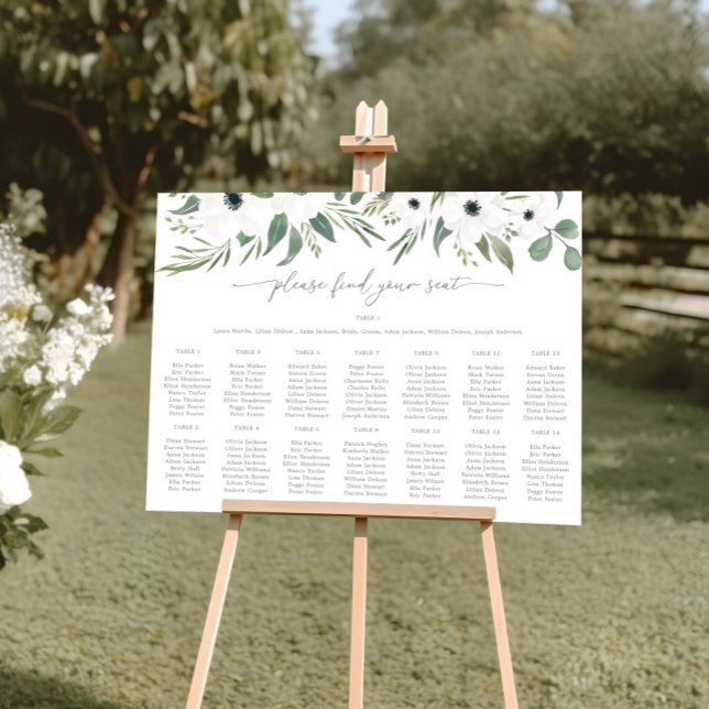 Anemones Sage & Eucalyptus Wedding Seating Charts (Anemones Sage & Eucalyptus Wedding Seating Charts)
