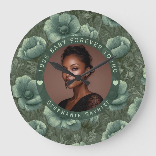 Anemones Theme Fifty Birthday Presents For Mother Large Clock (Front)