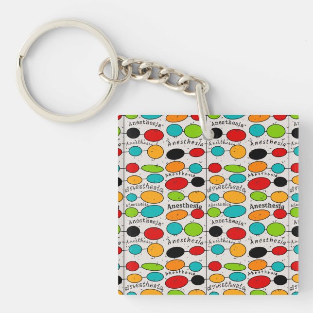 Anesthesia Colorful Wording  Key Ring (Front)