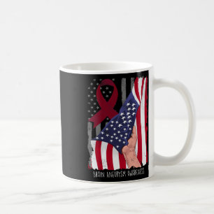 Aneurysm Awareness American Flag Burgundy Ribbon  Coffee Mug