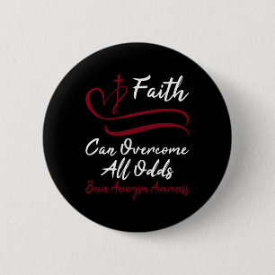 Aneurysm Awareness Burgundy Ribbon Christian Cross 6 Cm Round Badge