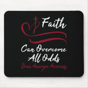 Aneurysm Awareness Burgundy Ribbon Christian Cross Mouse Pad