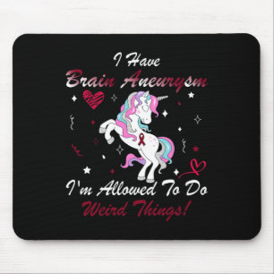 Aneurysm Awareness Burgundy Ribbon Unicorn Support Mouse Pad