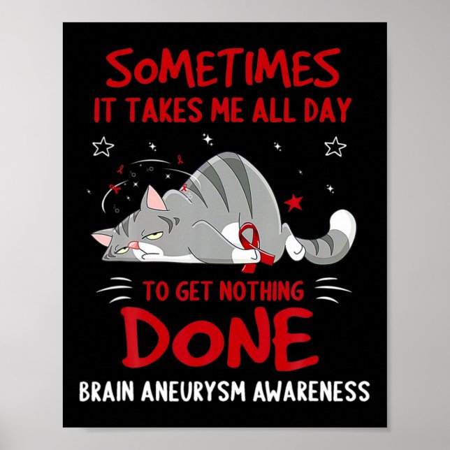 Aneurysm Awareness Cat Ribbon  Poster (Front)