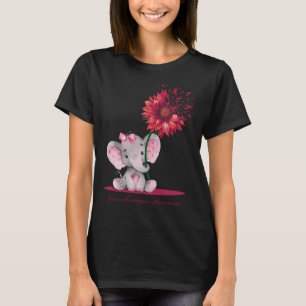 Aneurysm Awareness Cute Elephant Sunflower Burgund T-Shirt
