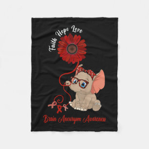 Aneurysm Awareness Elephant Faith Hope Love Sunflo Fleece Blanket