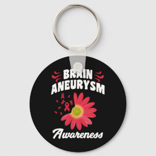 Aneurysm Awareness Flower Ribbon Support Graphic Key Ring
