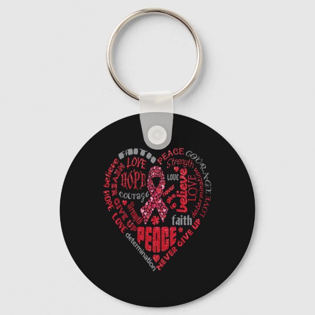 Aneurysm Awareness Heart Words Ba  Key Ring (Front)