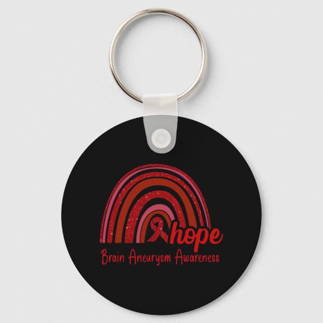 Aneurysm Awareness Hope Rainbow  Key Ring (Front)
