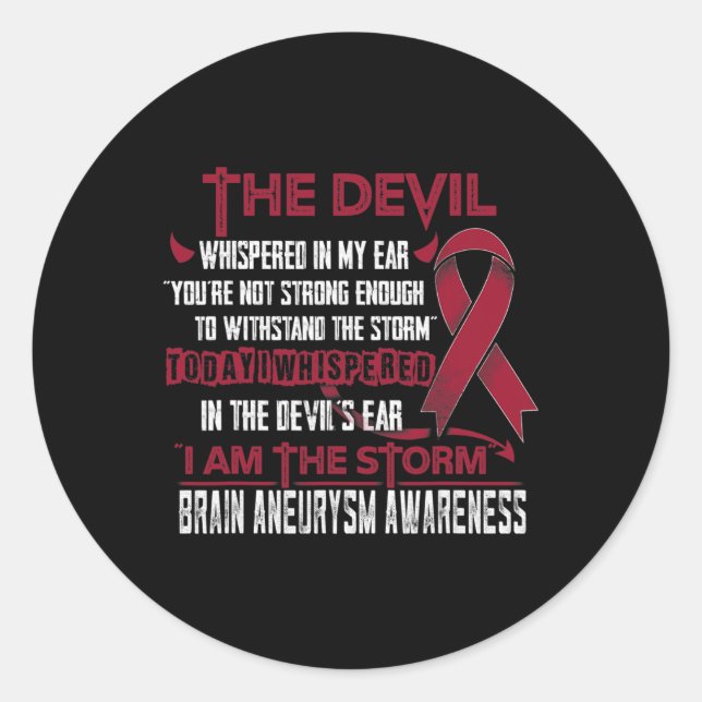 Aneurysm Awareness I Am The Storm Devil  Classic Round Sticker (Front)
