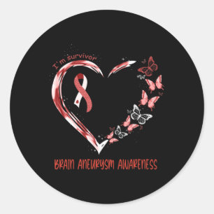 Aneurysm Awareness I'm Survivor Heart Ribbon 1 Classic Round Sticker