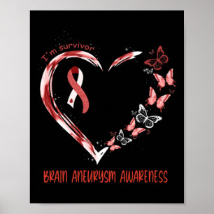 Aneurysm Awareness I'm Survivor Heart Ribbon 1 Poster