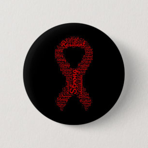 Aneurysm Awareness Month Ribbon With Words 6 Cm Round Badge