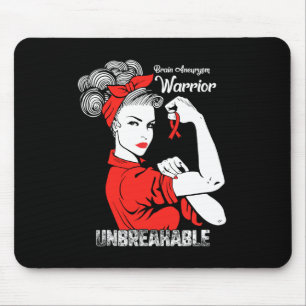 Aneurysm Awareness Strong Unbreakable Women Red Ri Mouse Pad
