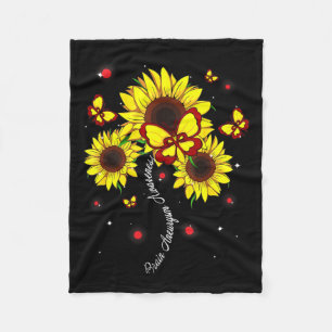 Aneurysm Awareness Sunflower Butterfly Ribbon  Fleece Blanket